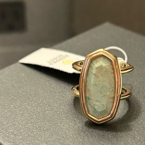 NWT KENDRA SCOTT Framed Dani Ring gold tone size 7